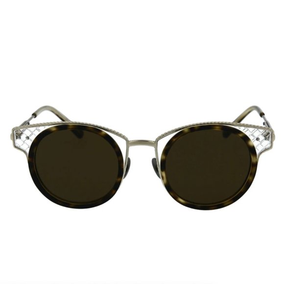 Bottega Veneta Women\'s Havana Tortoise and Grey Round Sunglasses! main image 4